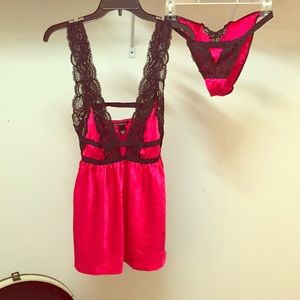 Satin and Black Babydoll Set by Victoria’s Secret